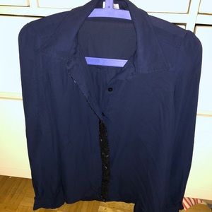 Tobi XS blue blouse with sequins
